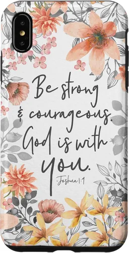 Vista 11 de Funda para iPhone 17 con cita cristiana de Joshua 1:9 con diseño de acuarela bonita floral