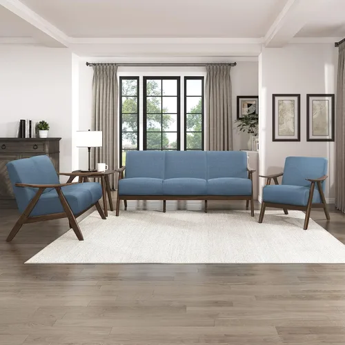 Vista 10 de Lexicon Silla de Acento Moderna de Mediados de Siglo con Marco de Madera Sólida en Acabado de Nogal, Sillón de Descanso con Brazos Tapizado