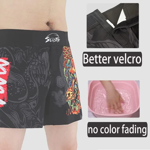 Vista 4 de SUOTF Pantalones cortos de boxeo para hombres y hombres, BJJ para hombres