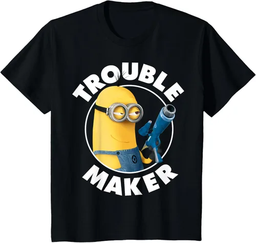 Vista 45 de Despicable Me Minions Kevin Fabricante de Problemas Gráfico Camiseta Negro