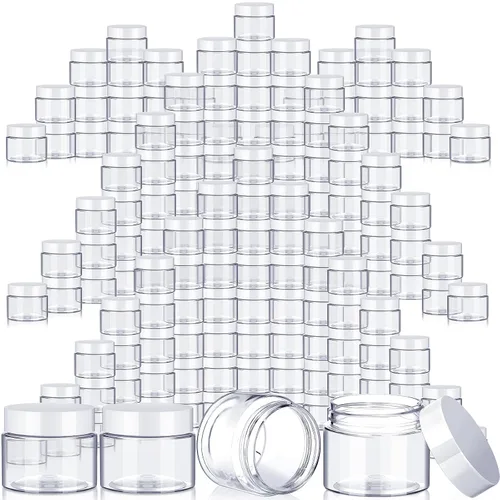 Vista 8 de 200 Piezas Frascos de Contenedores de Plástico Vacíos a Granel de 1 oz con Tapa a Prueba de Fugas Frascos de Plástico Redondos Pequeños Contenedores