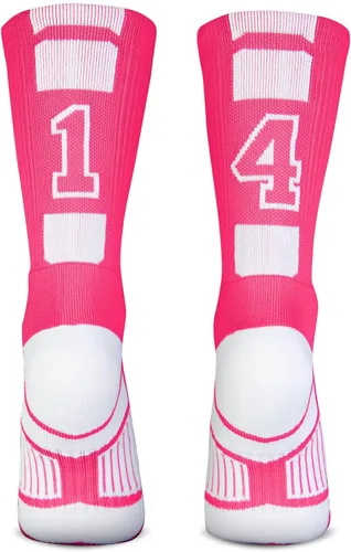 Vista 47 de ChalkTalkSPORTS Calcetines de equipo personalizados - Calcetines con números rosados Elige tu número