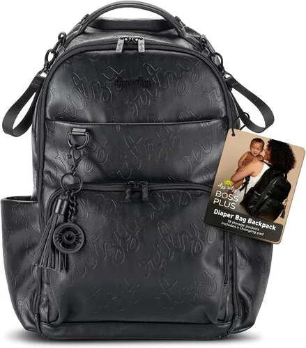 Vista 25 de Itzy Ritzy Boss Plus Mochila grande para pañales con 19 bolsillos (Aspen)