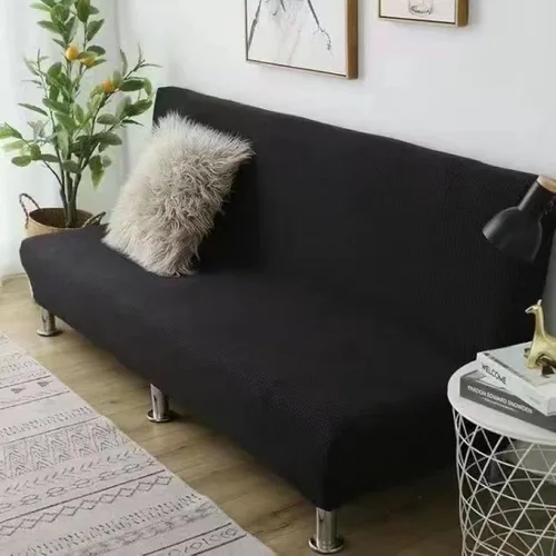 Vista 11 de SAZDFY Funda elástica para futón, tela jacquard suave, protector de muebles a cuadros pequeños, funda universal para sofá con parte inferior Beige