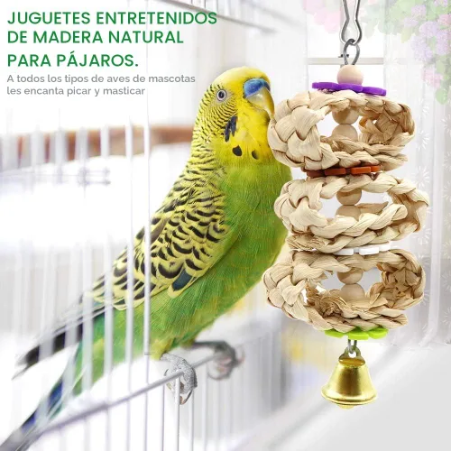Vista 5 de Juguetes de columpio para pájaros, hamaca colgante para masticar, escalar, jaula de pájaros, juguetes para periquitos, conure, cacatúas, mynah