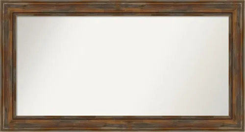 Vista 77 de Amanti Art Espejo de baño marrón para sobre fregadero, 26 x 26 pulgadas, espejo de tocador cuadrado marrón rústico Alexandria, marco de madera