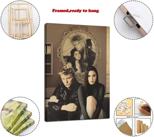 Vista 6 de Póster de la película de fantasía Laberinto de los años 80, Bowie, David y Jennifer Connelly Pintura decorativa, lienzo de arte de pared, póster