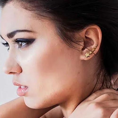 Vista 5 de Aretes de estrella fugaz patriótica de Estados Unidos para mujeres, adolescentes, chapados en oro de 14 quilates, plata de ley 925, Metal