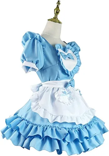 Vista 2 de MEOWCOS - Vestido de dama con volantes y lazo para mujer, vestido de uniforme decorado para cosplay