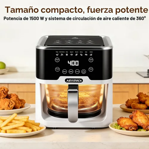 Vista 8 de Freidora de aire de vidrio 6.0QT, freidora de aire no tóxica con Negro