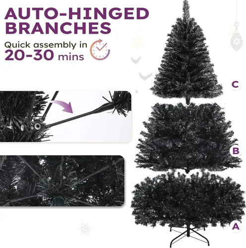 Vista 6 de YITAHOME Árbol de Navidad de Halloween negro preiluminado de 6 pies