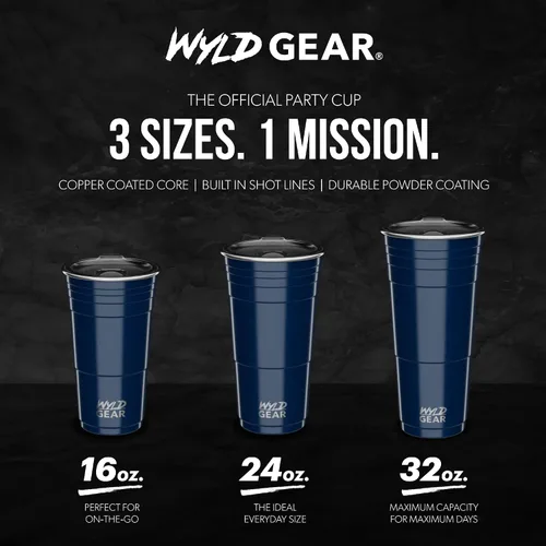 Vista 2 de Wyld Gear - Taza de metal reutilizable de acero inoxidable de 16 onzas con tapa