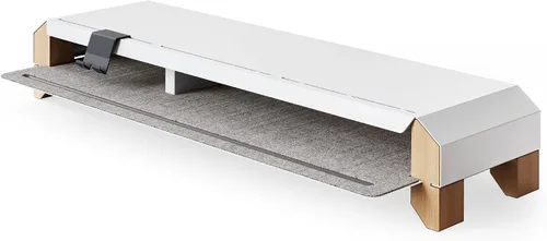 Vista 9 de Fenge Soporte de monitor para escritorio, elevador de monitor doble de 39 pulgadas para 2 monitores, estante de escritorio de madera maciza