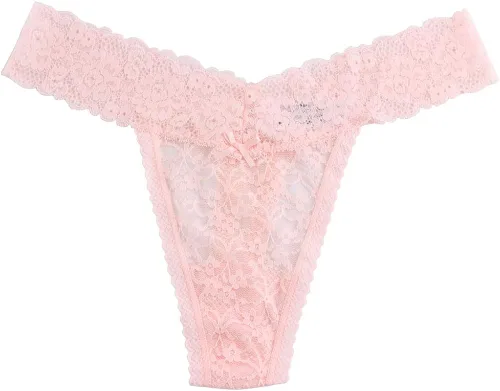 Vista 4 de Deyouqan Tangas para mujer bragas de encaje para mujer ropa interior sexy de cintura baja transparente