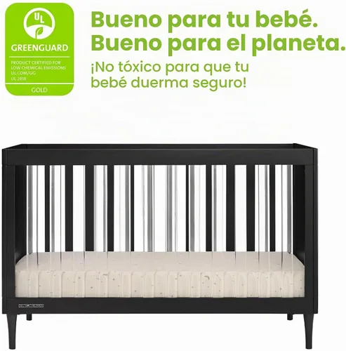 Vista 4 de Delta Children Bowie Cuna acrílica convertible 4 en 1 - Certificado Greenguard Gold, ébano negro