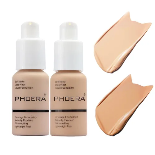 Vista 4 de PHOERA - Base de maquillaje líquida mate suave con control de aceite, cobertura total para el rostro. (101# Porcelana)