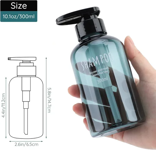 Vista 5 de Segbeauty Dispensadores de champú y acondicionador, botellas de bomba recargables de 10 onzas para ducha, 10.1 fl oz, dispensador de champú para Azul