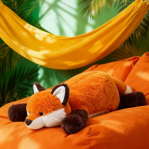 Vista 2 de ARELUX Animales de peluche de zorro rojo suave de 18 pulgadas: almohada de cuerpo de zorro de peluche linda y acogedora, juguetes de animales