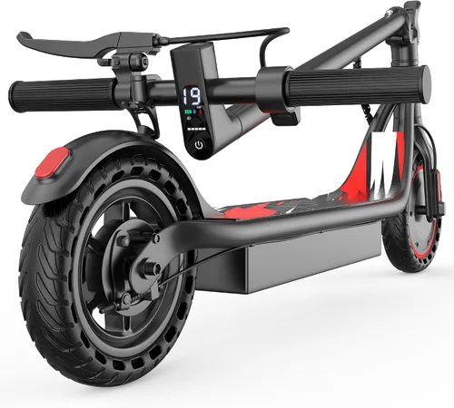Vista 9 de Scooter eléctrico para adultos con motor de 350 W, 21 Mi, 19 MPH Black-Red