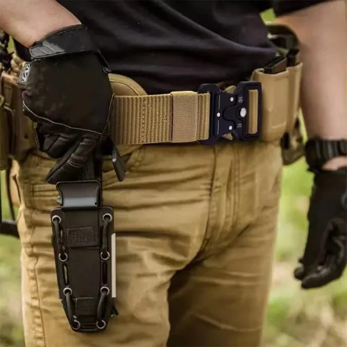 Vista 4 de Cinturón táctico para hombre, resistente hebilla de metal de liberación rápida, ajustable, estilo militar, cinturones de nailon