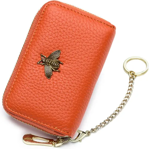 Vista 60 de imeetu Soporte para tarjetas de crédito RFID, cartera pequeña de cuero con cremallera para mujer