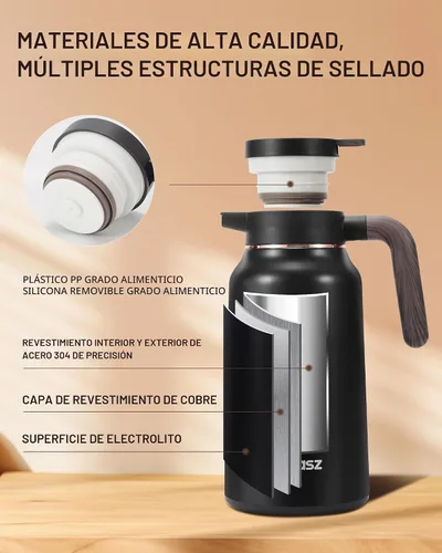 Vista 5 de Jarras de 34 onzas para líquidos calientes, de acero inoxidable, aisladas al vacío, jarras de café térmicas para mantener el calor, dispensador