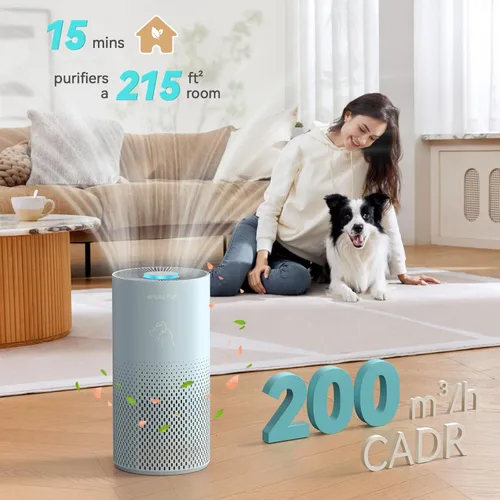Vista 2 de Purificadores de aire Afloia para el hogar y mascotas, filtro de 5 etapas, filtro pre-lavable, limpiador de aire eliminador para dormitorio