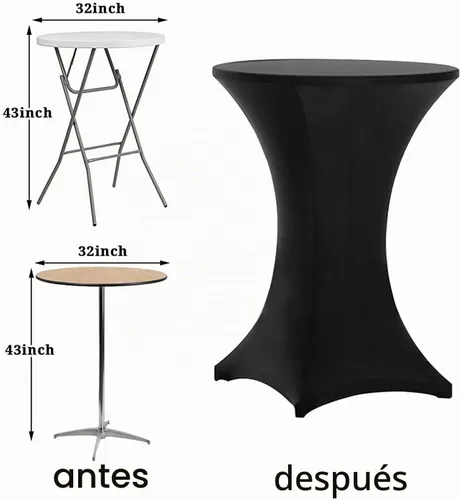 Vista 5 de Tina Paquete de 2 Fundas de Mesa de Cóctel Highboy de Spandex de 32x43 Pulgadas Negro, Fundas de Spandex para Mesa de Cóctel, Mantel de Cóctel