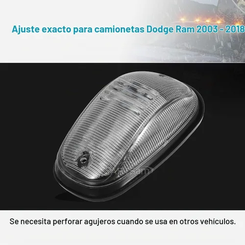 Vista 6 de Partsam 5 luces de techo de cabina transparente/ámbar 45LED compatibles con Dodge Ram 1500 2500 3500 4500 5500 Pickup 2003 2004 2005 2006 2007 2008