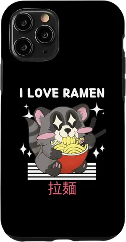 Vista 27 de iPhone 16 I Love Ramen Cute Kawaii Raccoon Eats Ramen Japanese Anime Case