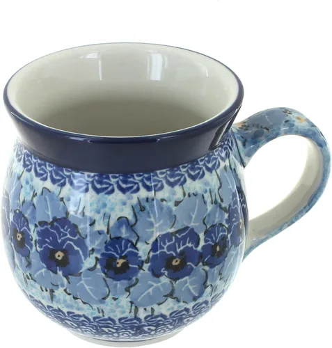 Vista 11 de Blue Rose Polish Pottery - Blue Alyce Bubble Mug - 16 oz - Unique Shape Mug for Coffee & Tea