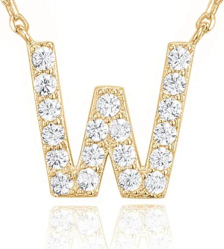Vista 102 de PAVOI 14K White Gold Plated Cubic Zirconia Initial Necklace Letter Dainty Necklaces for Women