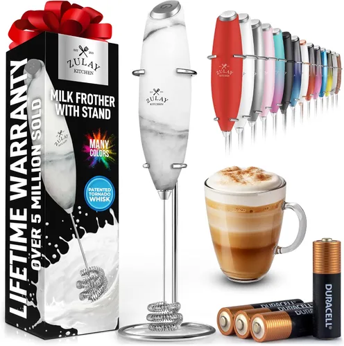 Vista 636 de Zulay Milk Boss Espumador de leche potente manual, hace espuma para latte, batidor para mezclar bebidas, café, miniespumador para capuchino, frappé
