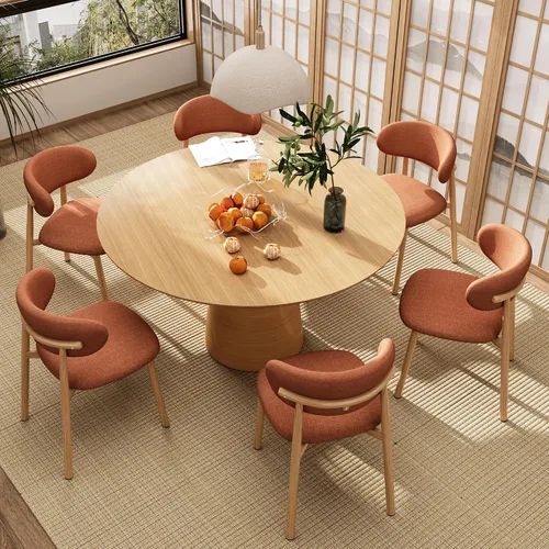 Vista 29 de Juego de 2 sillas de comedor para cocina, tapizadas, modernas, de cuero, original/beige