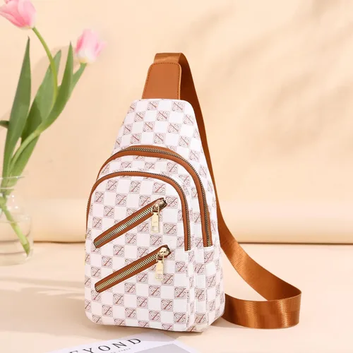 Vista 2 de Anfei Mochila bandolera para mujer, bolsa de pecho, mochila cruzada, B- marrón