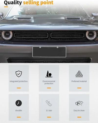Vista 5 de Hoolcar Front Grille Radiator Grille Insert Cover Grillwork Trim Compatible with Dodge Challenger 2015-2025+, Exterior Accessories, Black, 2pcs Negro
