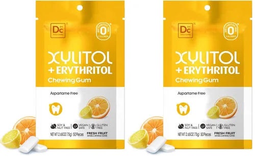 Vista 13 de DC24 DAILY CARE Goma de mascar sin aspartamo y sin azúcar, xilitol con eritritol, baja en calorías, sin azúcar, goma de mascar con sabor a fruta