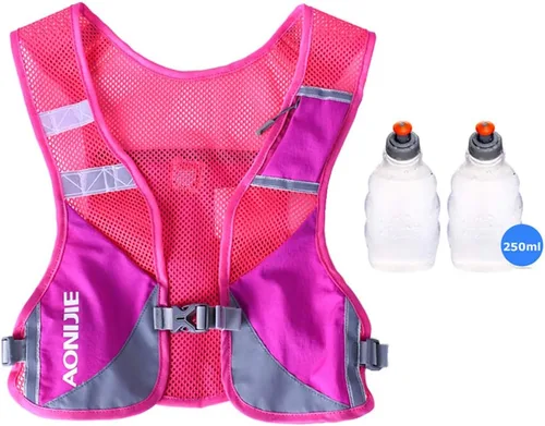 Vista 11 de AONIJIE Chaleco Paquete Ultraligero para Correr para Hombres y Mujeres Reflectante Transpirable Mochila de Hidratación para Senderismo, Camping, Azul