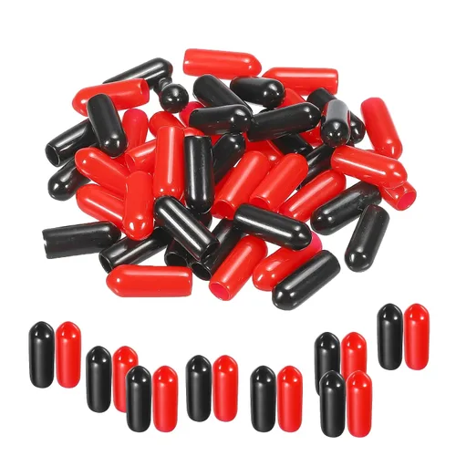 Vista 40 de MECCANIXITY 50 unids tapas de goma Surtido de 0.079 in PVC vinilo tornillo rosca protector para tornillo tornillo negro rojo