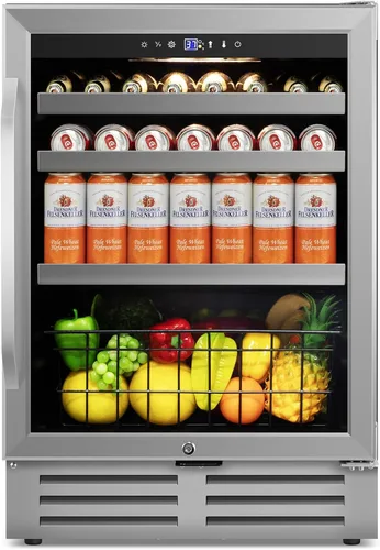 Vista 18 de 35.42" W Commercial Under Counter Beverage Refrigerator, 2 Glass Door Back Bar Cooler, Built-in/Freestanding 7.4Cuft Drink Fridge with LED Light