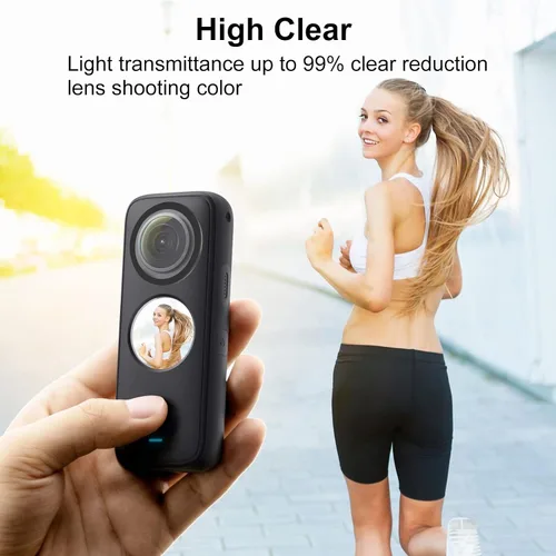 Vista 5 de Puluz Compatible con Insta360 One X2 Sticky Lens Guards PC Funda protectora para Insta 360 One X2 impermeable 360 Accesorios de cámara de acción