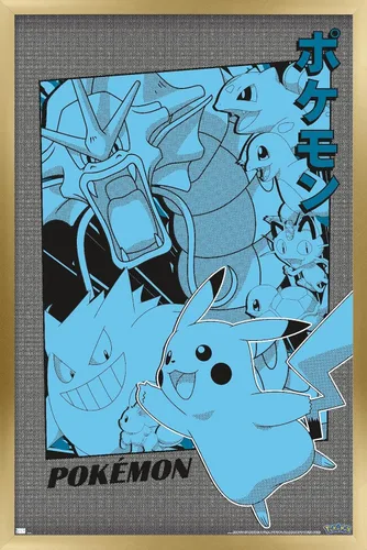 Vista 14 de Trends International Pokémon - Póster de pared de anime grupal, 14.72 x 22.37 pulgadas, versión enmarcada de madera de granero