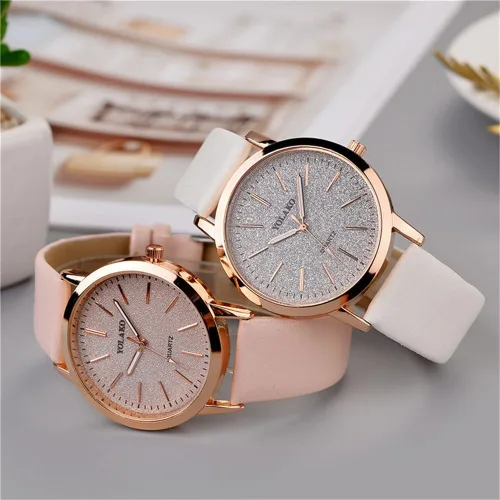 Vista 3 de CdyBox Reloj de pulsera de cuarzo con esfera grabada esmerilada para mujer, paquete de 6