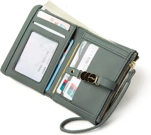 Vista 5 de TOPKULL Carteras para mujer, pequeñas Rfid, plegables, monedero para tarjetas y monedas con correa de muñeca