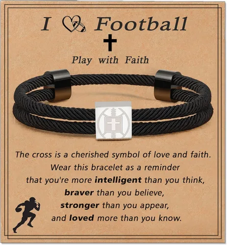Vista 10 de Pulsera cruz de béisbol/fútbol/baloncesto/fútbol americano de Lydow para graduación, para niños, hombres, hijos, jugadores, equipo, amantes, nietos