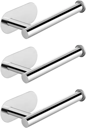 Vista 11 de Soporte para papel higiénico autoadhesivo, sin taladrar para baño, baño, baño, soporte de pared, acero inoxidable (negro)