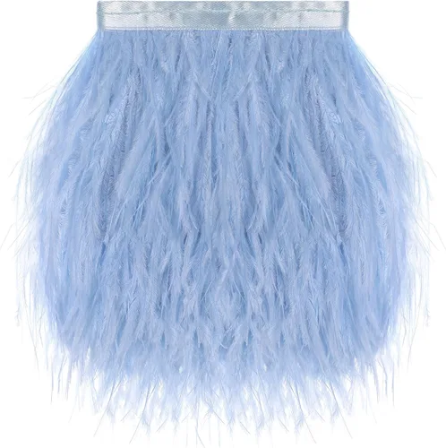 Vista 19 de SOGUGOM Adorno de Plumas de Avestruz Negro - 1.5 Capas 2 Yardas Plumas de 4 Pulgadas Adorno de Cintas con Flecos para Costura, Vestidos, Proyectos