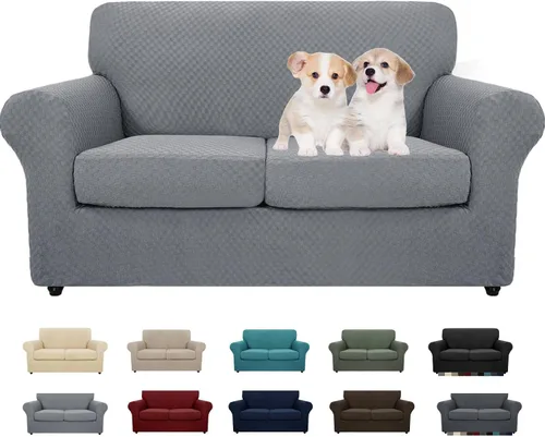 Vista 22 de MAXIJIN funda para sofá de 4 piezas, para sofás de 3 plazas, muy elástica, no se desliza, para perros, para mascotas, protector elástico de muebles