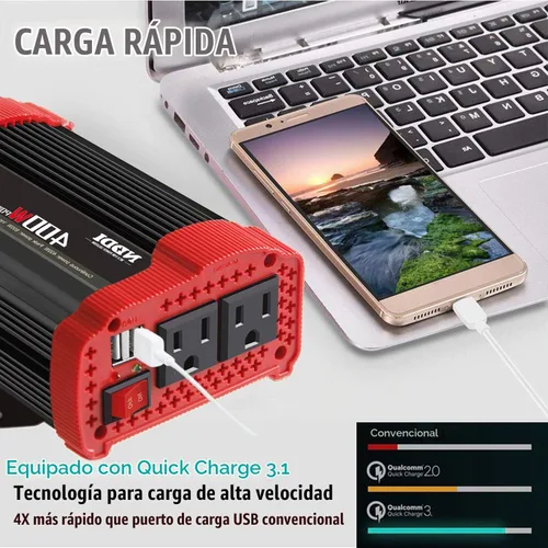 Vista 8 de Inversor de corriente NDDI POWER 400W, adecuado para teléfonos móviles, computadoras portátiles, etc. DC 12V to 110V AC Car Plug Adapter Socket, 2