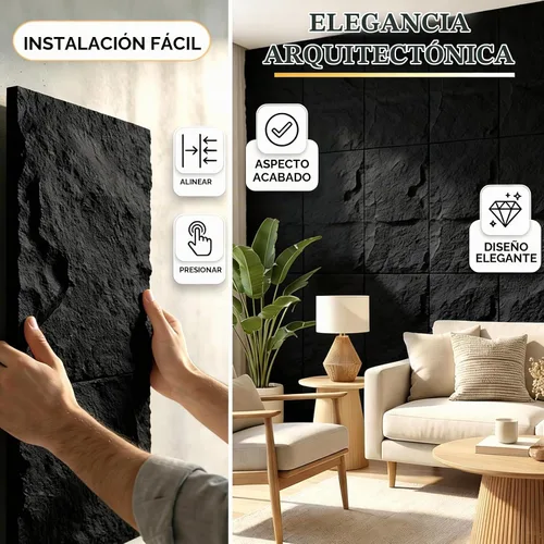 Vista 4 de Paneles de pared de piedra sintética 3D, paneles de pared de 1.18 pulgadas para decoración de pared interior, 4 paneles de revestimiento